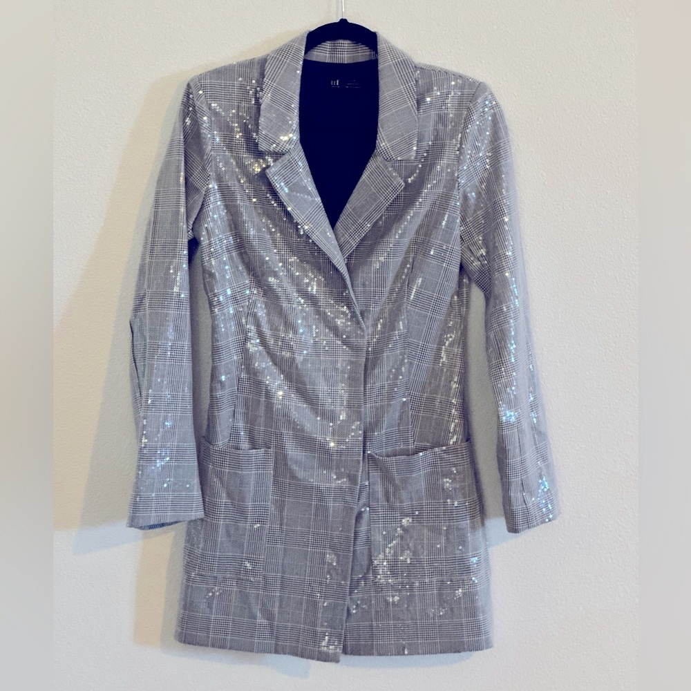 Plaid sequined Zara oversized blazer